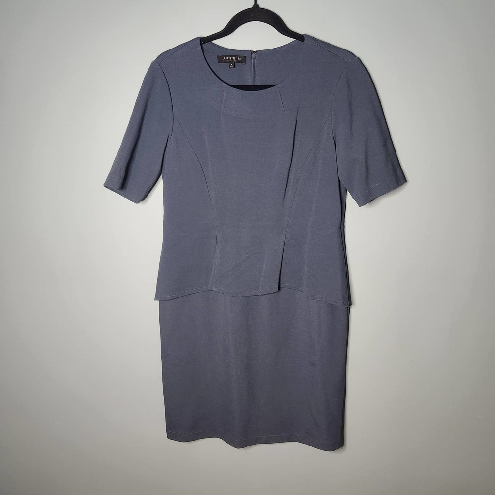 LAFAYETTE 148 Peplum Slate blue/Gray Sheath Dress - Size 6